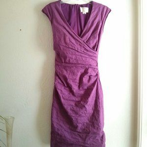 Ruched Orchid Purple Wiggle Surplice Dress XS
